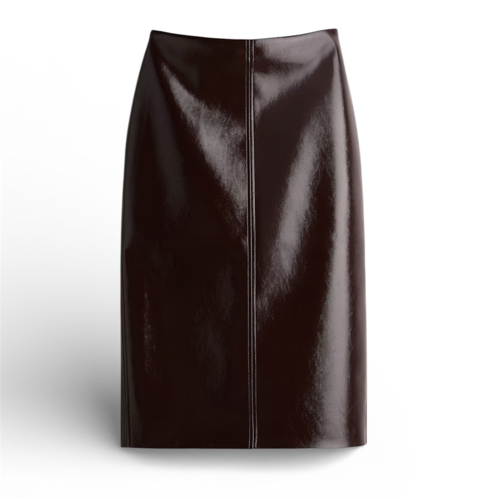 Women’s New H&M Edition burgundy coated pencil skirt size large